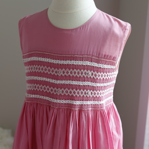 Strasburg Dress Smocked Sleeveless Pink Spring Summer Vacation Perfect Condition - Picture 3 of 5